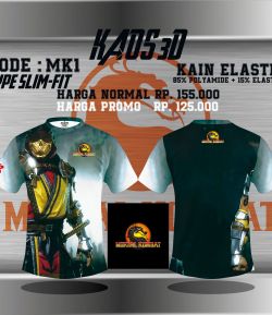 KAOS 3D MORTAL COMBAT LENGAN PENDEK TYPE SLIM FIT