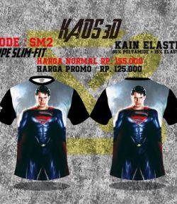 KAOS 3D SUPERMAN LENGAN PENDEK TYPE SLIM FIT