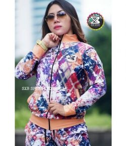 SXB FLOWER ABSTRACT RIB ORANGE JACKET AND JOGGER