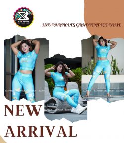 SXB SPORT PARTICLES GRADIENT ICE BLUE CROPPED SHORT SLEEVE AND LEGGING