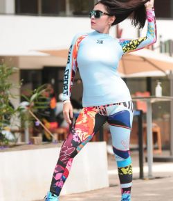 SXB SPORT PRINT ABSTRACK BLUE WAISH LONGSLEEVE AND LEGGING