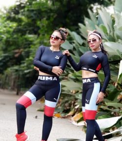 SXB SPORT PUMA BACK DETAIL LONG SLEEVE CROP TOP AND LEGGING